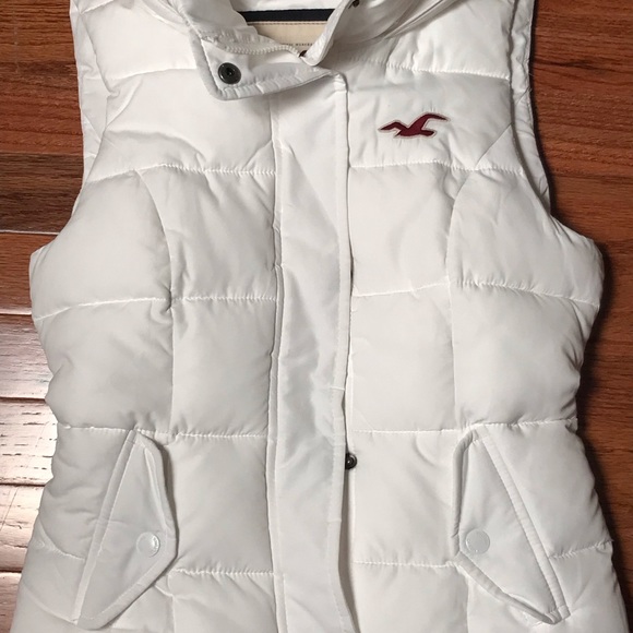 HOLLISTER girls puffer jacket vest w/hood white XS - Picture 3 of 7